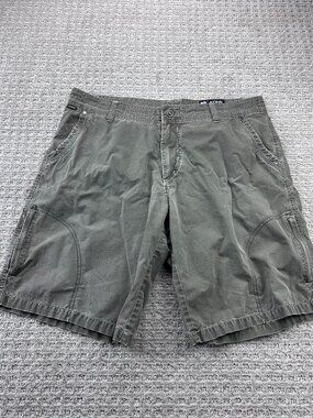 KUHL Cargo Shorts Men Size 38 Patina Dye Olive Green Born In The Mountains Short